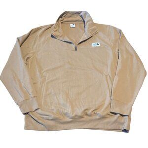 The North Face Mens Beige 1/4 Zip Pullover Sweatshirt XXL Cotton Polyester Blend